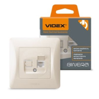 Розетка CAT3 телефонная одинарная кремовая Videx Binera 